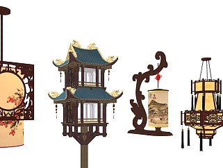 中式灯具组合 古典灯具